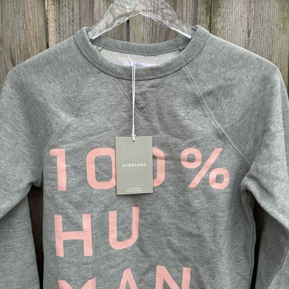 Everlane Sweatshirt 100% Human Pullover Crew Neck Gray XXXS NWT Sustainable - Picture 3 of 8